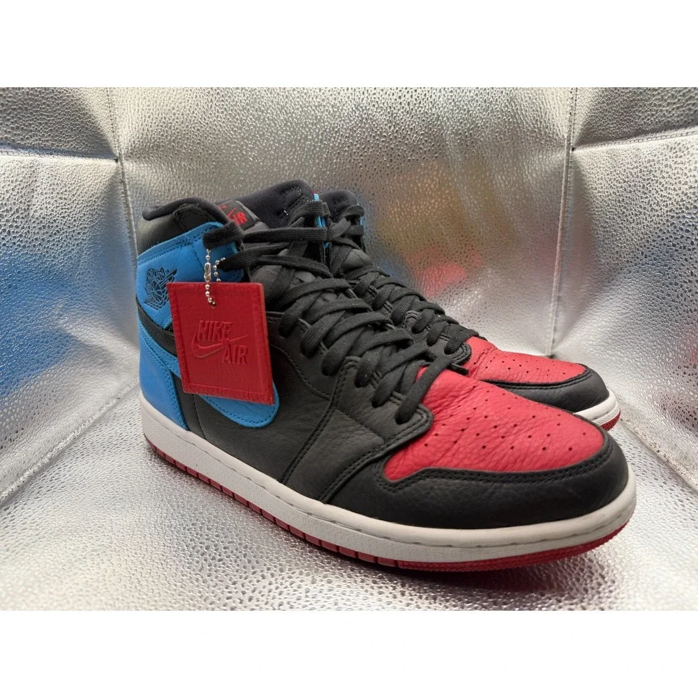 Size 12.5 Jordan 1 High OG UNC To Chicago 2020 Blue‎ Red Womens Shoes CD0461-046